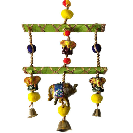Ganesh Door or Wall Hanging with Elephant and Bells