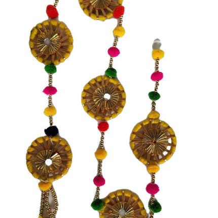 Wall Hanging Multi Color Pom Pom with Golden Gotta Ball