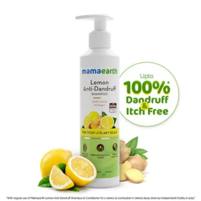 Lemon Anti-Dandruff Shampoo with Lemon & Ginger for up to 100% Dandruff & Itch-free Scalp- 250 ml