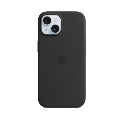 Apple iPhone 15 Silicone Case with MagSafe Case - Black, Soft-touch finish