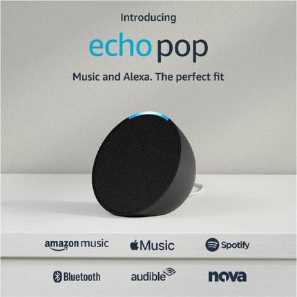 Amazon Echo Pop Smart Speaker with Alexa - Charcoal