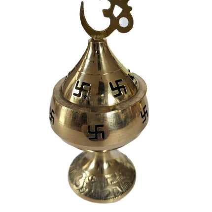 Brass - Akhand Jyot Diya with Swastik and OM with Stand