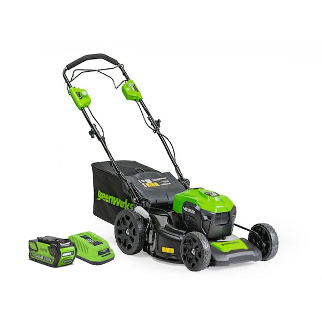 green works lawnmower 40 v 460 mm self propelled 6 0 ah kit