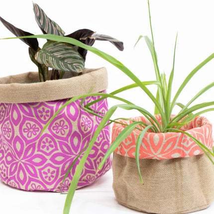 flower print jute bskt