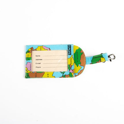 world map luggage tag