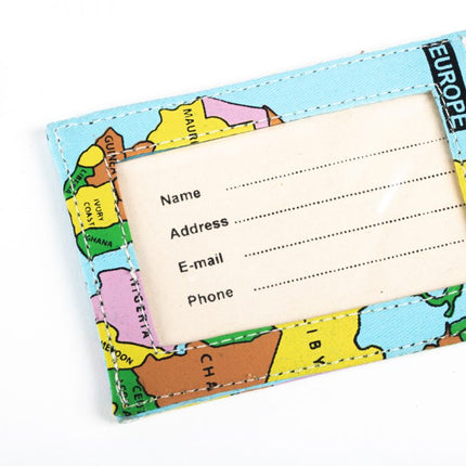 world map luggage tag