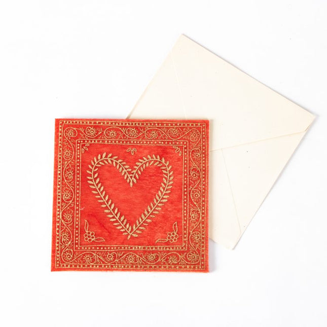 red and gold heart card