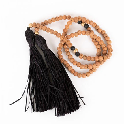 clay beads w black tassel