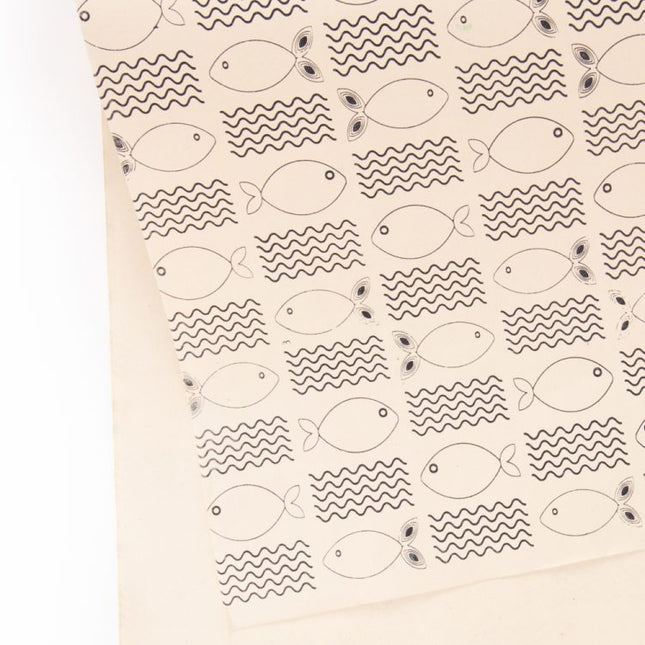 blue fish waves paper