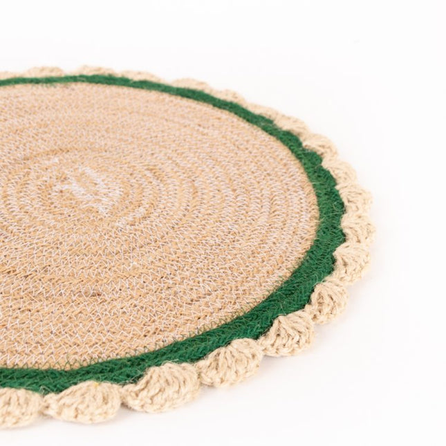 Jute placemat with green border