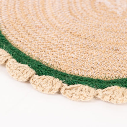 Jute placemat with green border