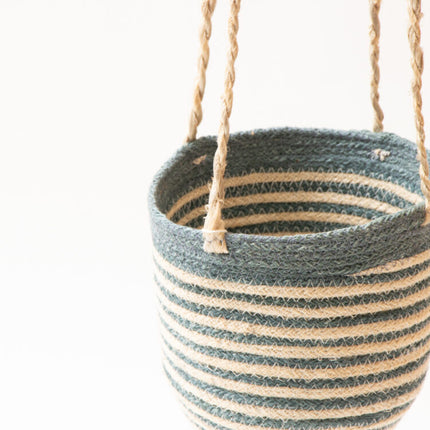 grey striped hanging bskt