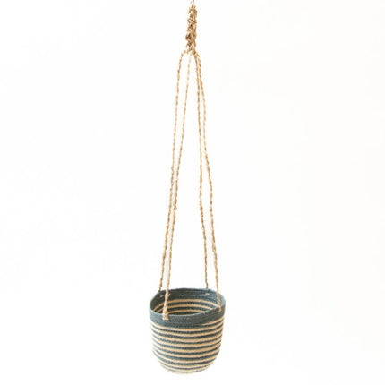 grey striped hanging bskt