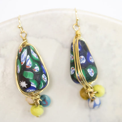 blue glass earrings