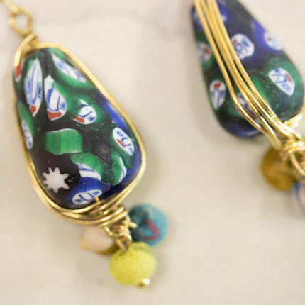 blue glass earrings