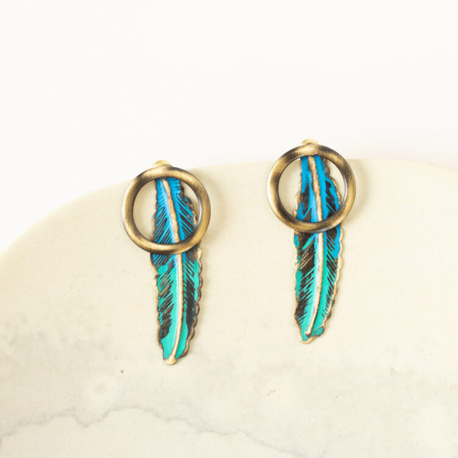 feather patina earrings