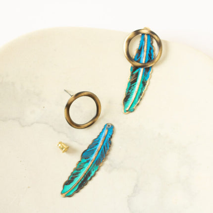 feather patina earrings