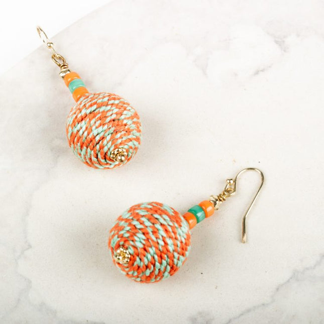 thread glass bead earring