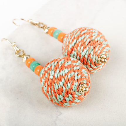 thread glass bead earring