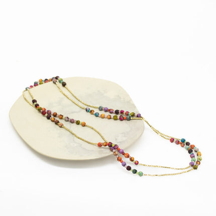 sari brass long necklace