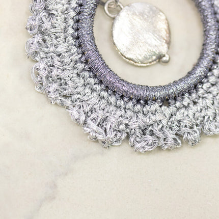silvr zari crochet earrng