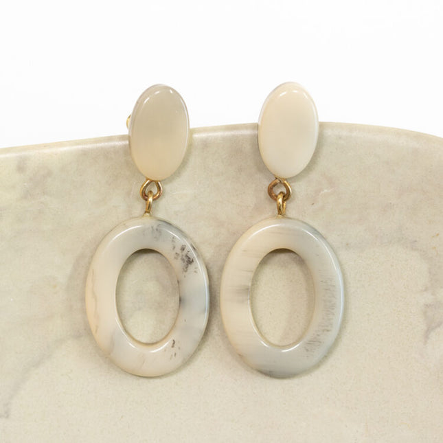 marble resin stud earring