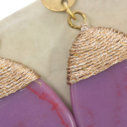 purple resin brass earrng