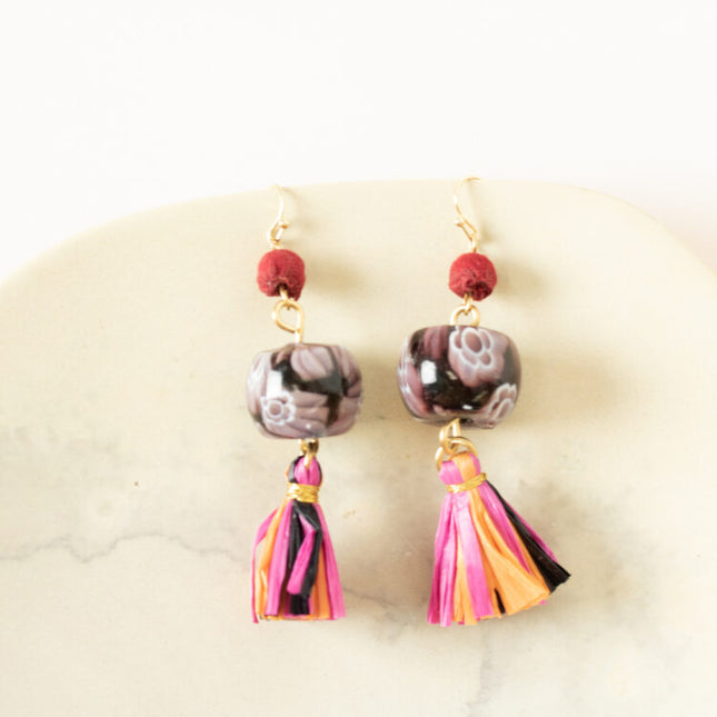 pink glass earrings