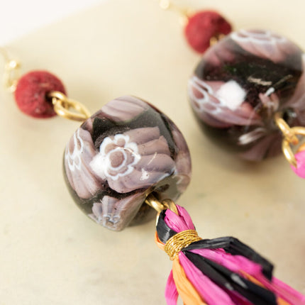 pink glass earrings