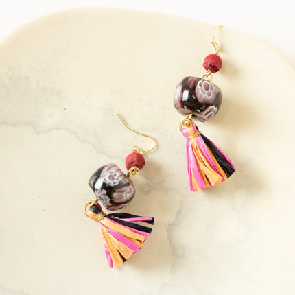 pink glass earrings