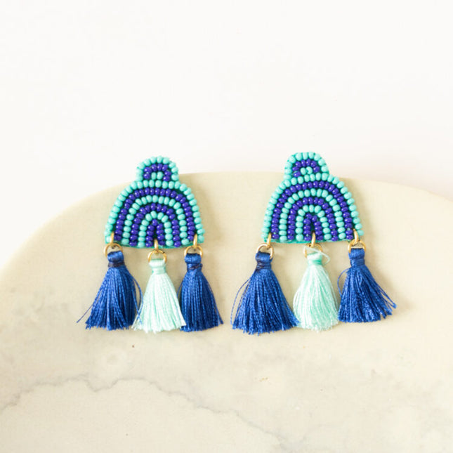 rainbow tassle earrings