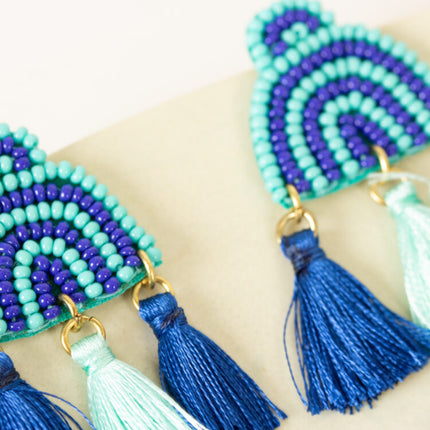 rainbow tassle earrings