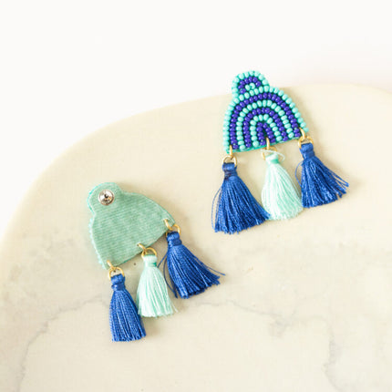 rainbow tassle earrings