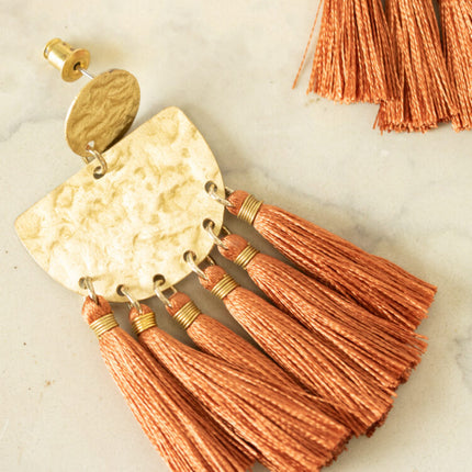 orange tassle earrings