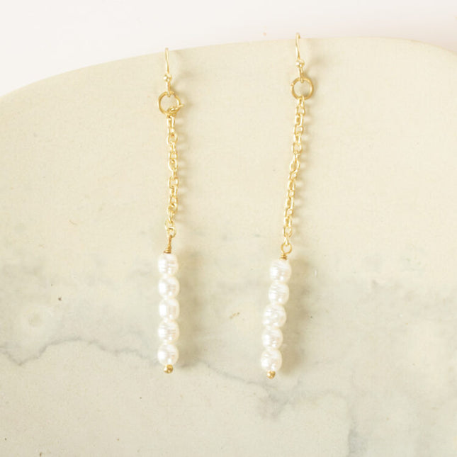 pearl string earrings