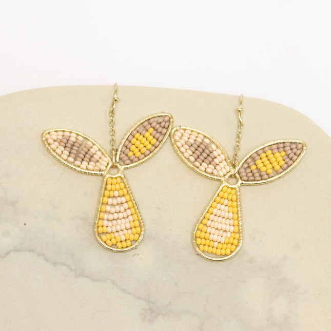 yellow leaf glass earring