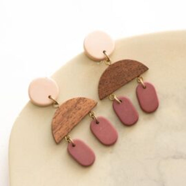 clay wooden bead earngs