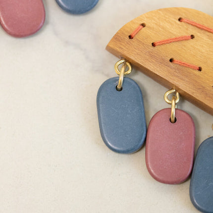 blue clay wooden earrings