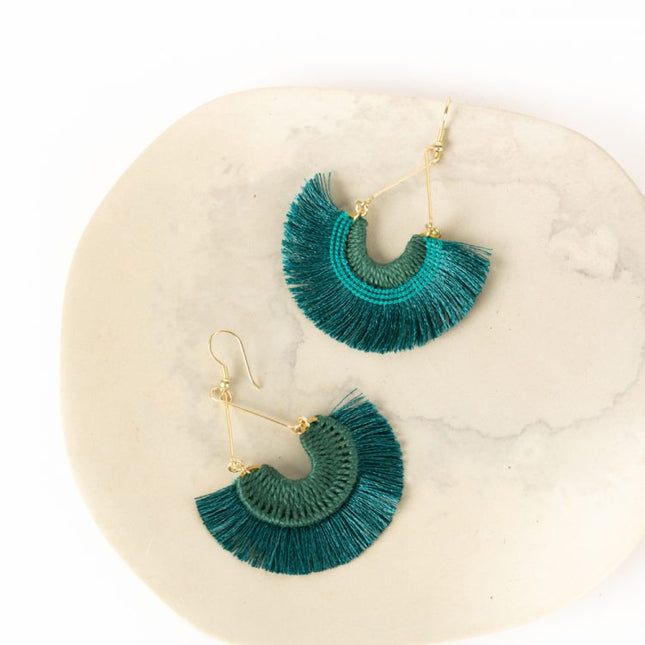 peacock tassle earrings