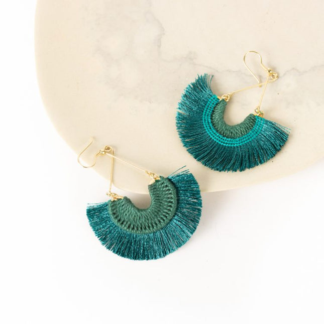 peacock tassle earrings