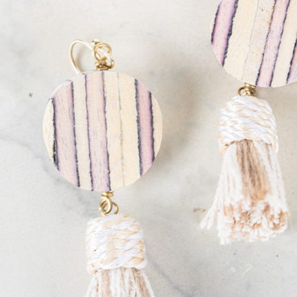 fawn wood tassle earrings