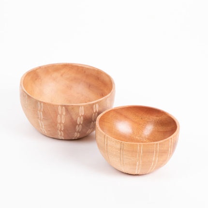 Etched neem wood bowl