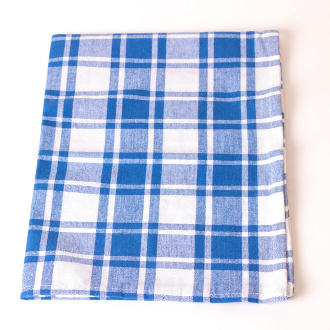 blue check tea towel