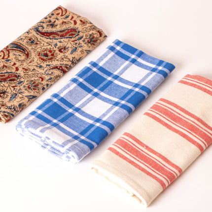 blue check tea towel
