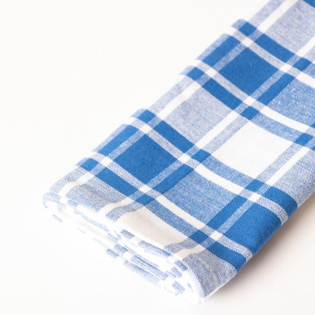 blue check tea towel