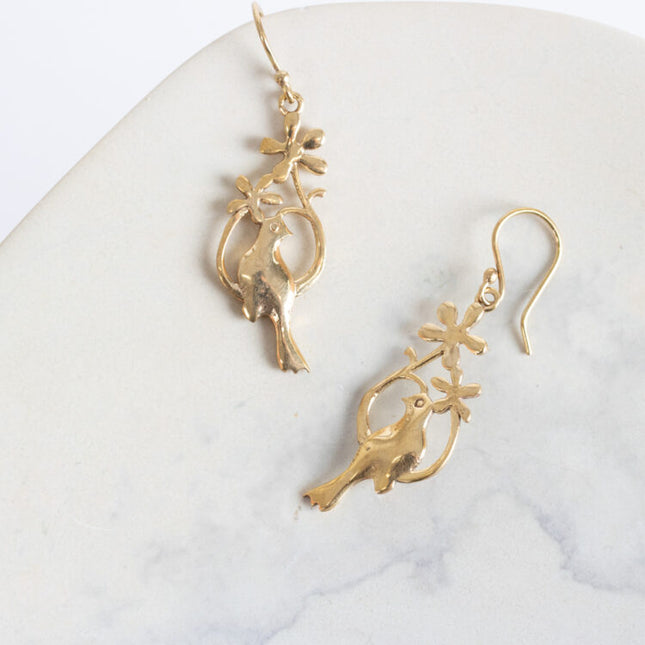 golden bird earrings