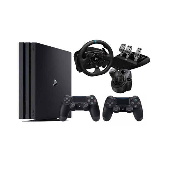Playstation PS4 Pro, 2 Controllers and Logitech G29 Driving Stimulator with Shifter Bundle