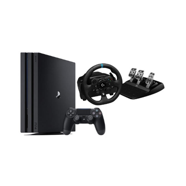 Playstation PS4 Pro, 1 Controller and Logitech Driving Stimulator Bundle