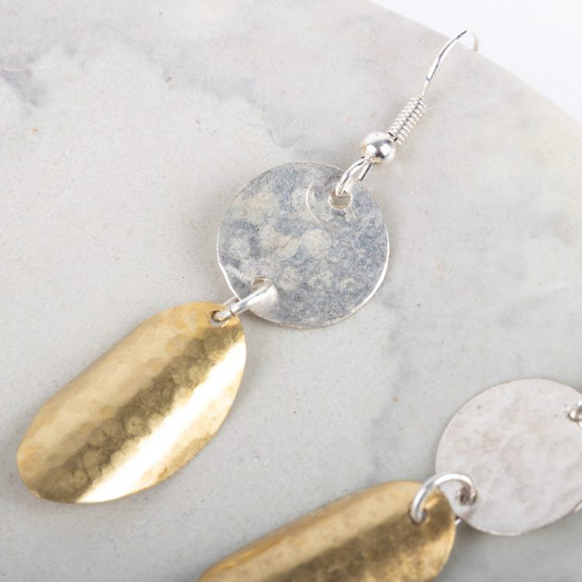 disc brass leaf earring