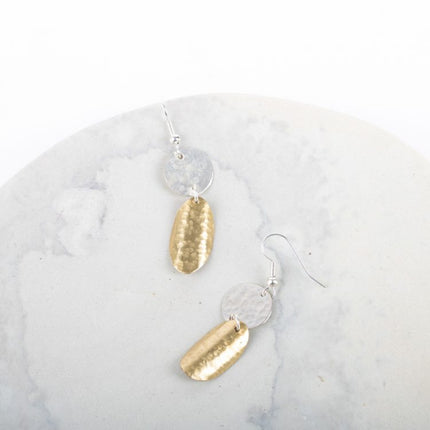 disc brass leaf earring